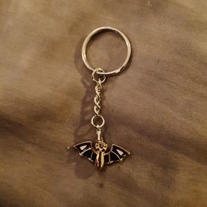 Gold black Halloween bat keychain handmade gift spooky vampire goth fall cute